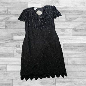 Allyson Whitmore vintage beaded silk black dress size small